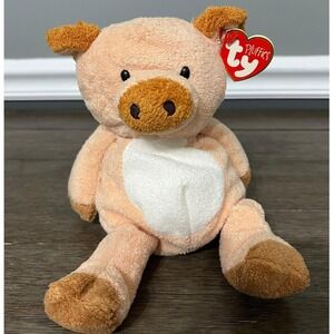 Ty Pluffies Collection "Corkscrew" the Pig (11 inch)